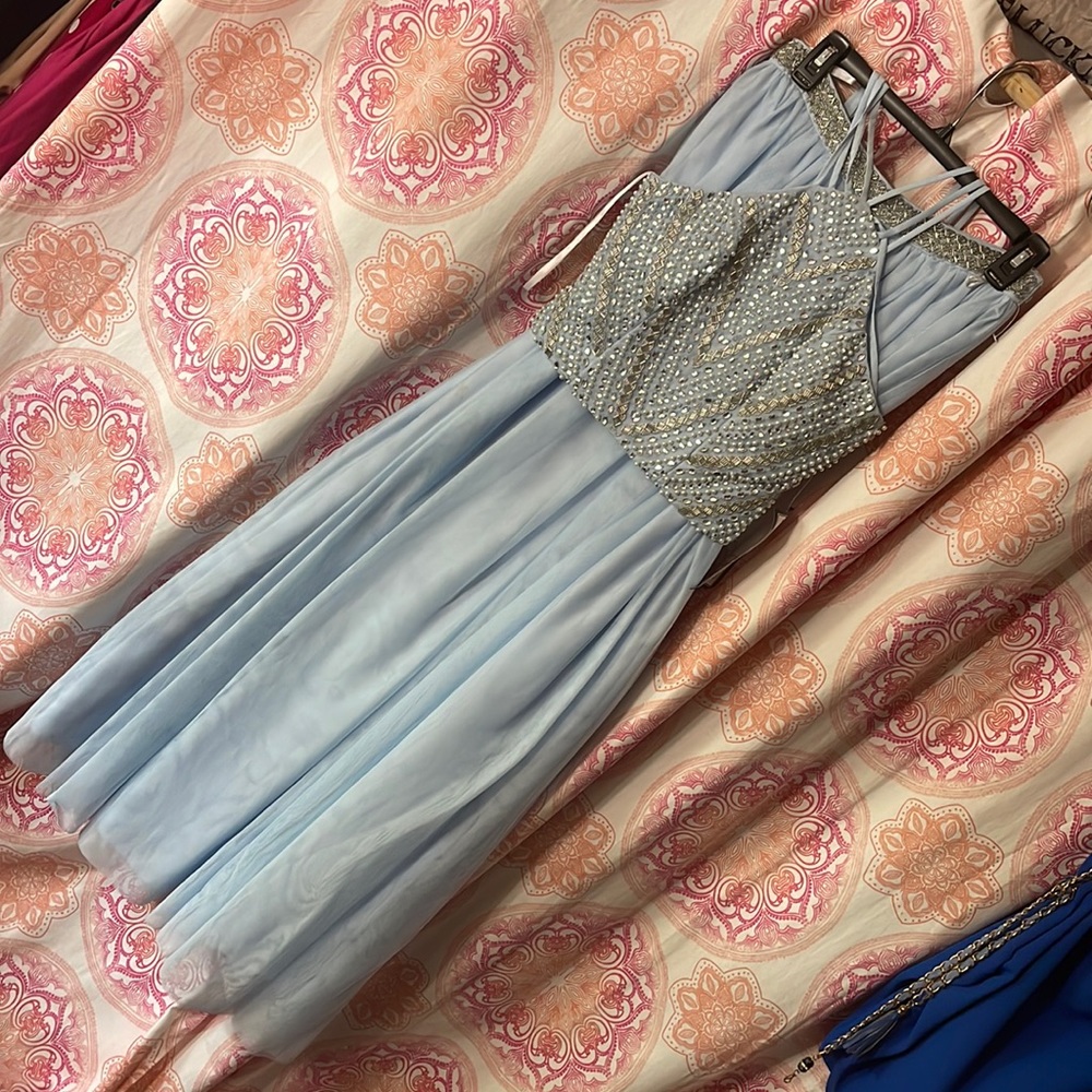 Say Yes to the Prom Light Blue Two Piece Prom Dress